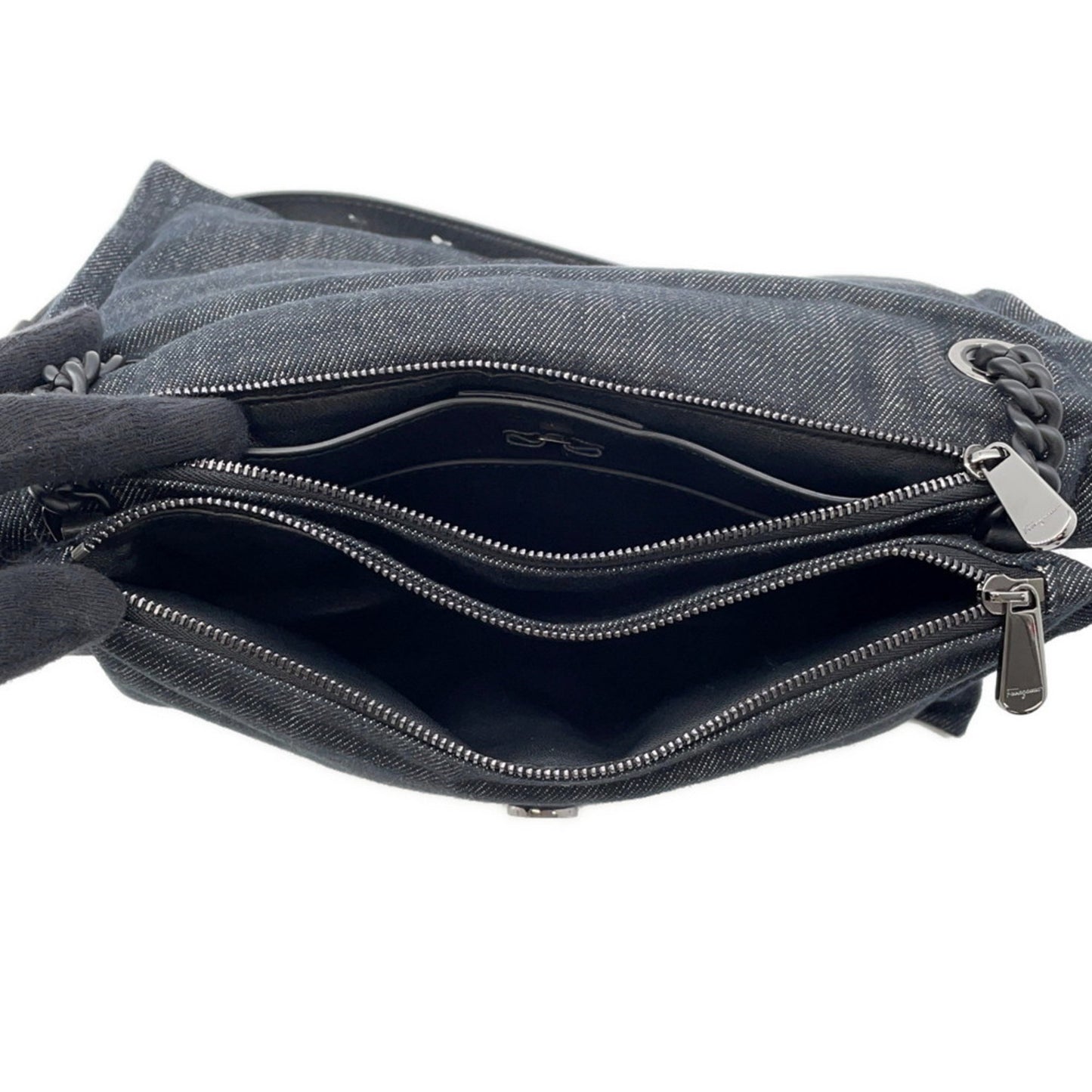 Salvatore Ferragamo Viva bow, Navy, Denim - Jeans, shoulder