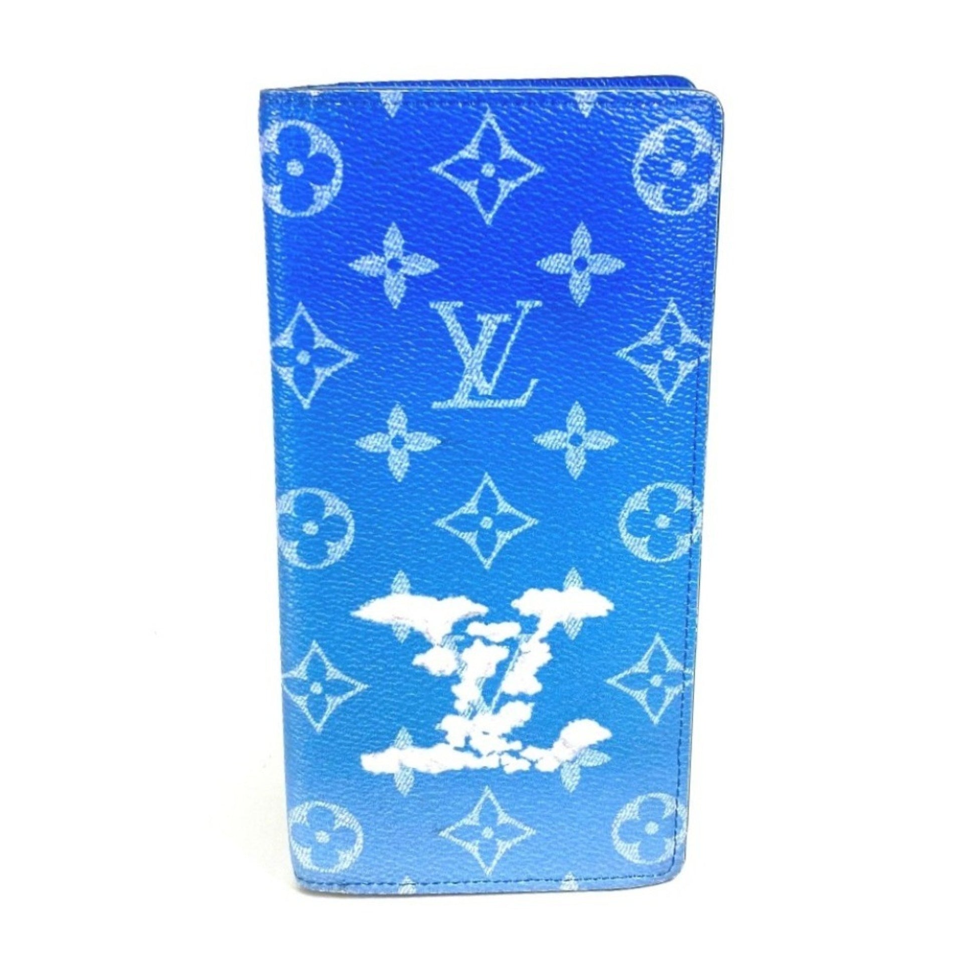 Louis Vuitton Brazza, Blue, Canvas, wallet