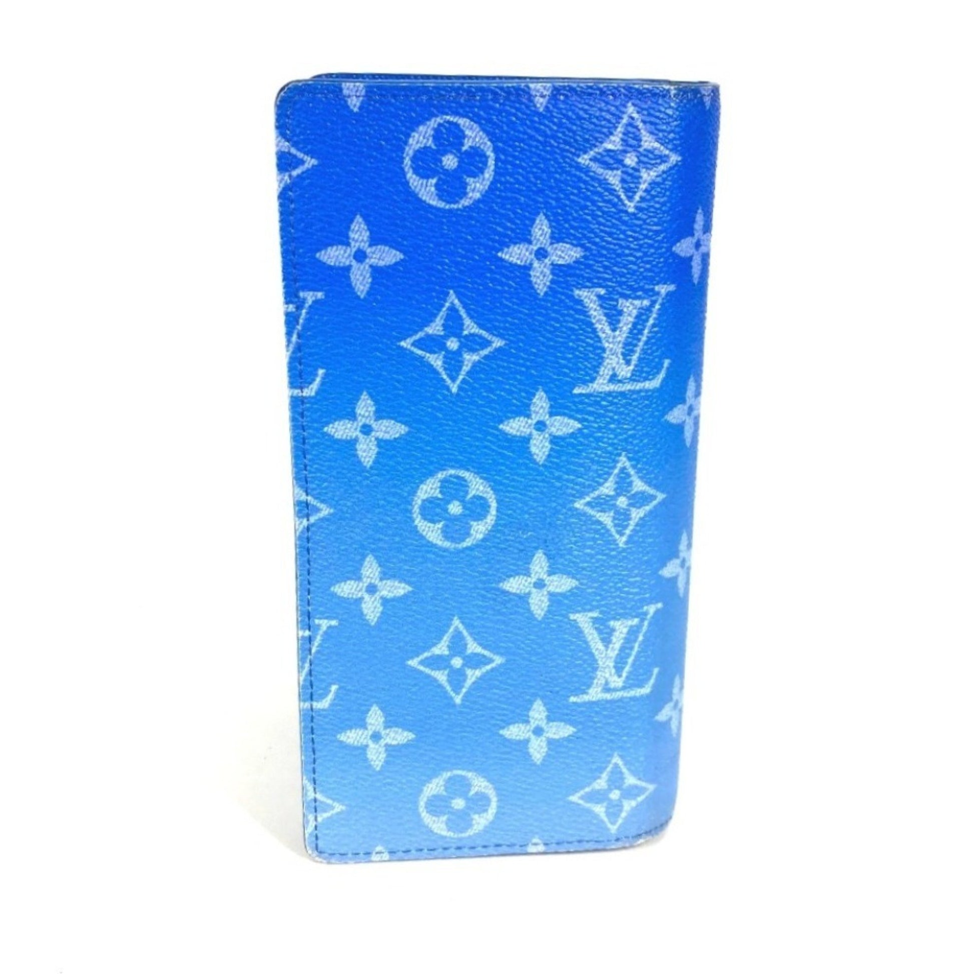 Louis Vuitton Brazza, Blue, Canvas, wallet