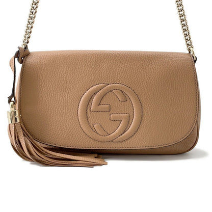 Gucci Interlocking G, Beige, Leather, shoulder