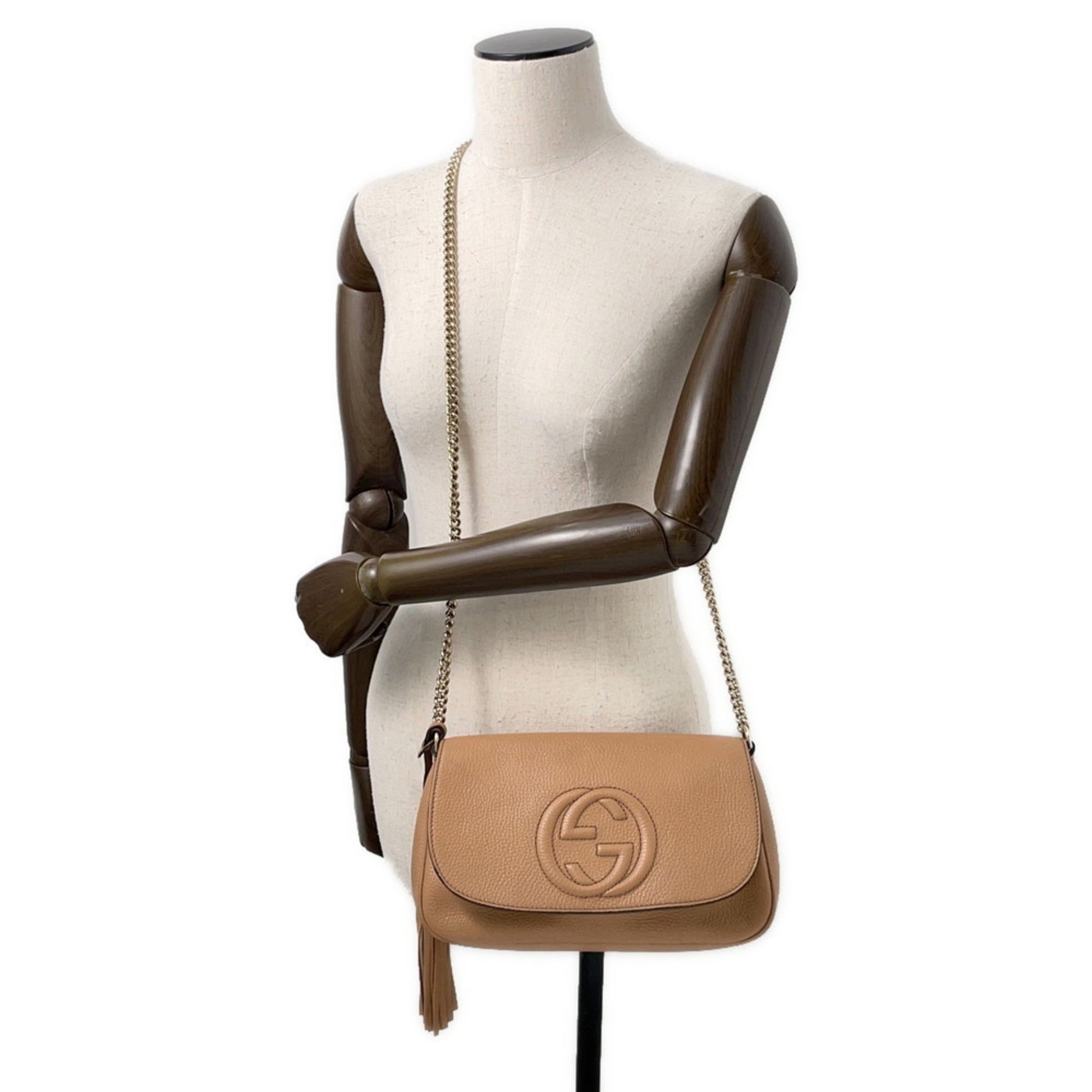 Gucci Interlocking G, Beige, Leather, shoulder