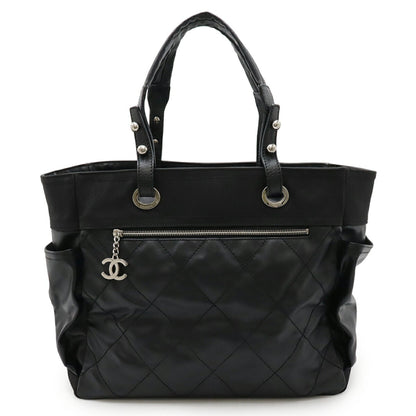 Chanel Biarritz, Black, "CANVAS, LEATHER", handbag