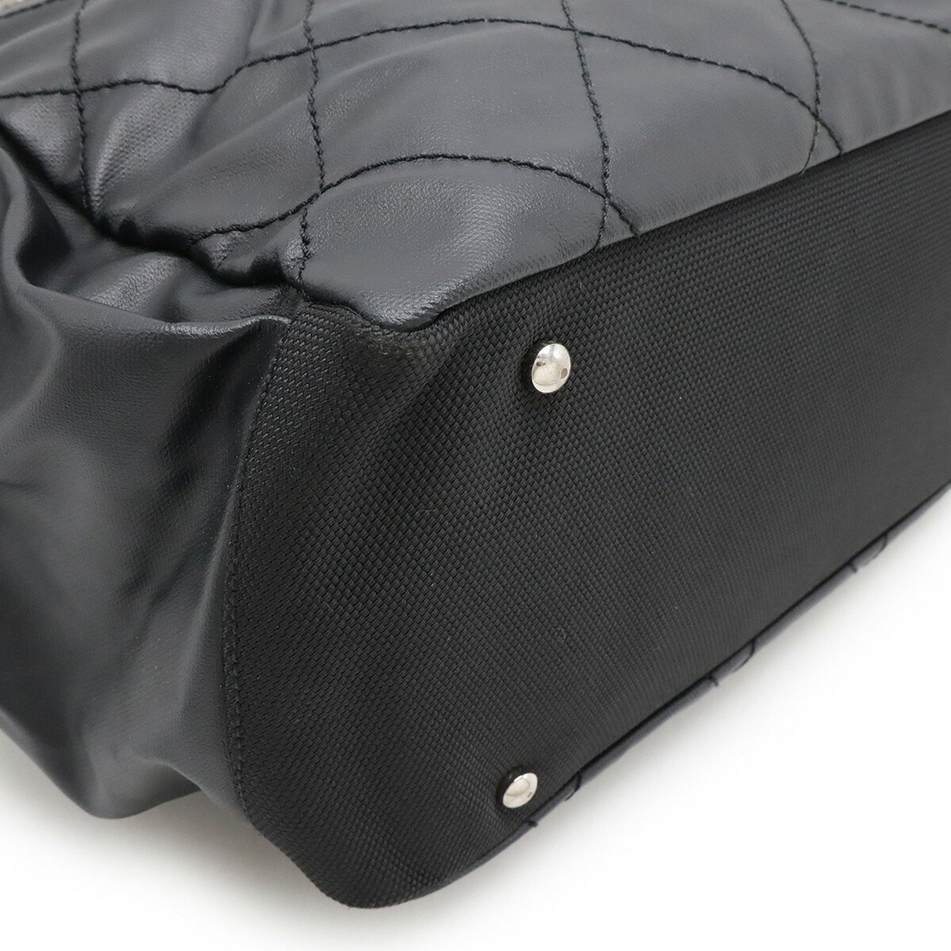 Chanel Biarritz, Black, "CANVAS, LEATHER", handbag