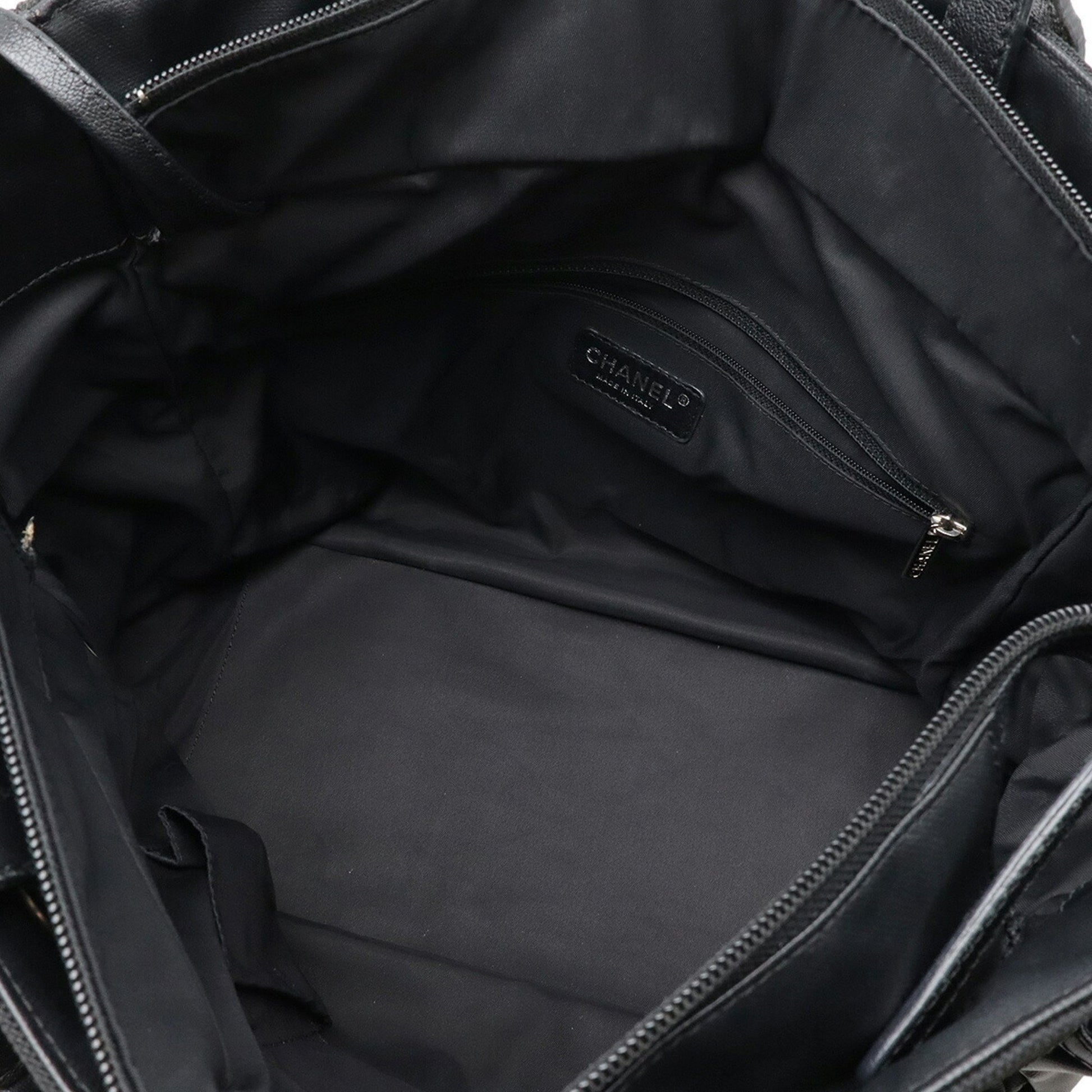 Chanel Biarritz, Black, "CANVAS, LEATHER", handbag