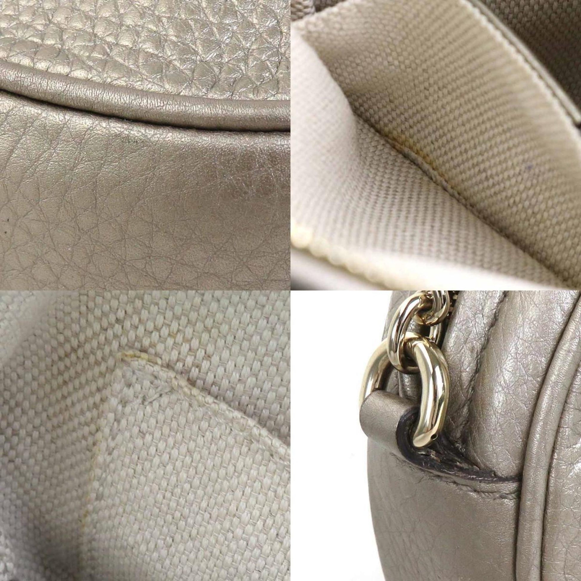 Gucci Interlocking G, Gold, Leather, shoulder