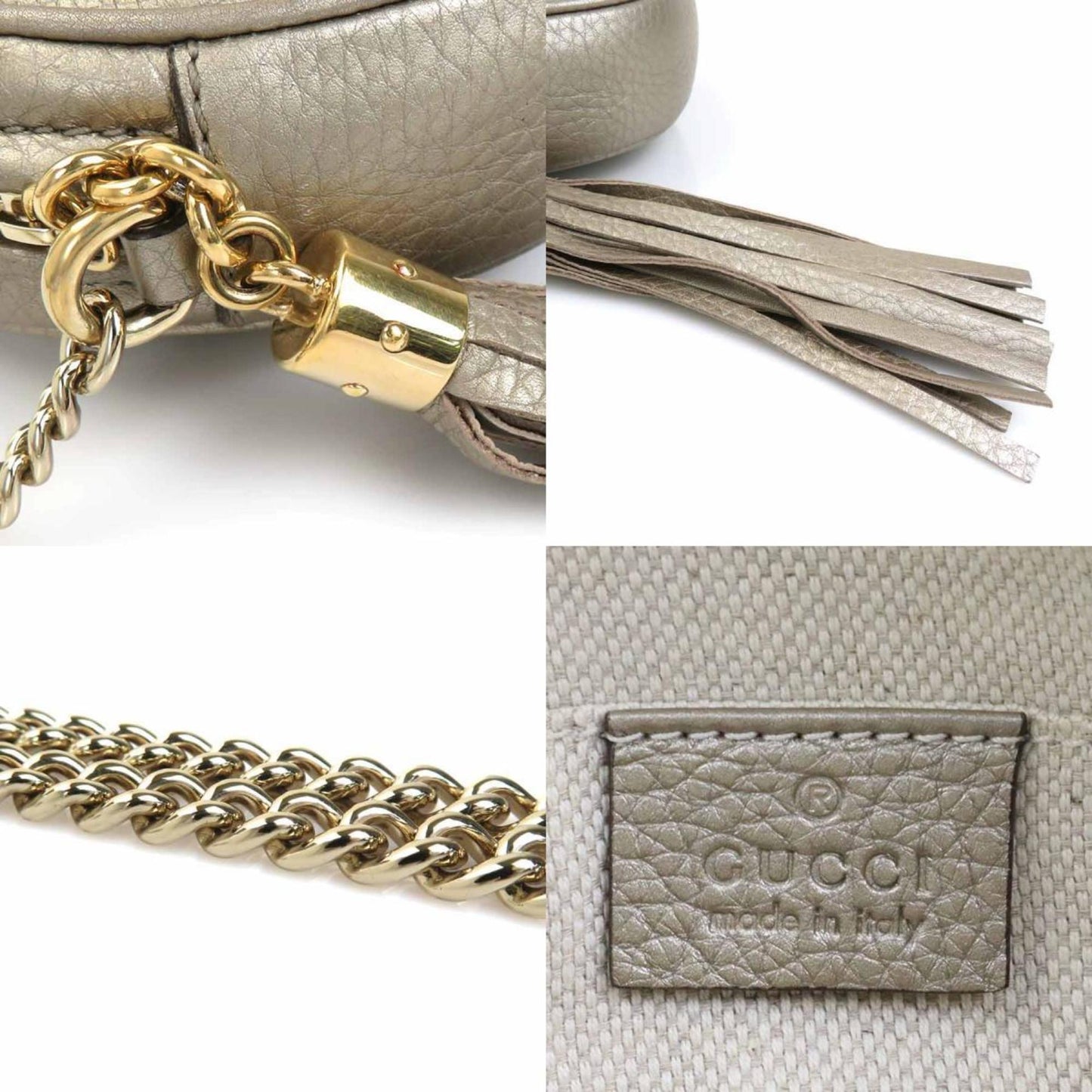 Gucci Interlocking G, Gold, Leather, shoulder