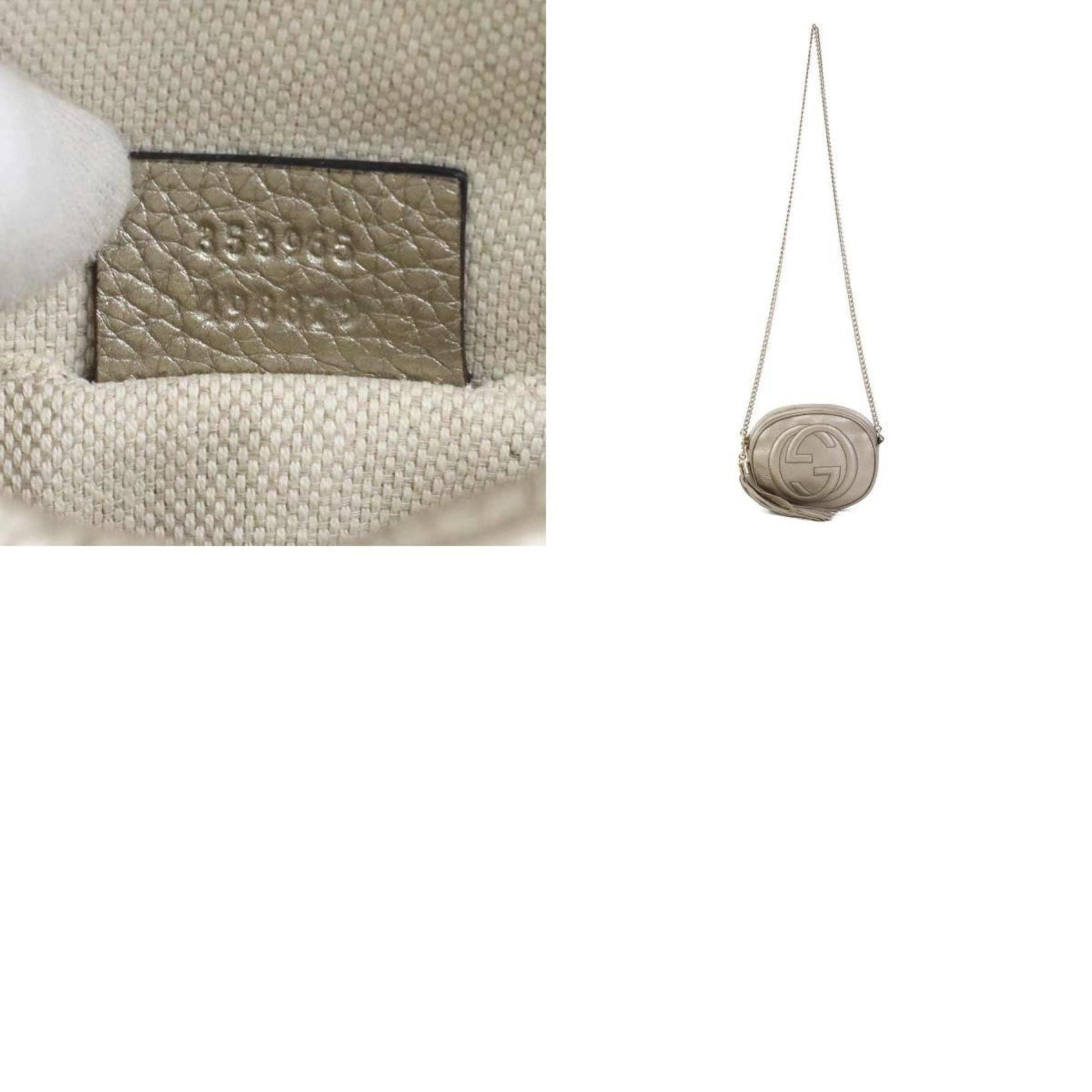 Gucci Interlocking G, Gold, Leather, shoulder