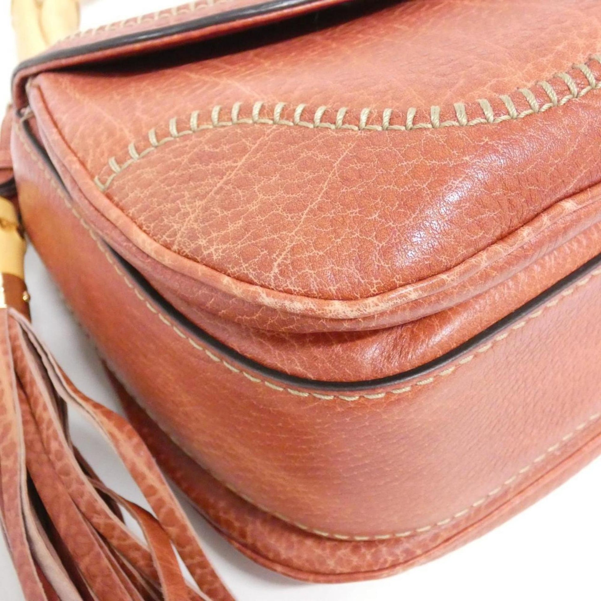 Gucci Bamboo, Red, Leather, handbag
