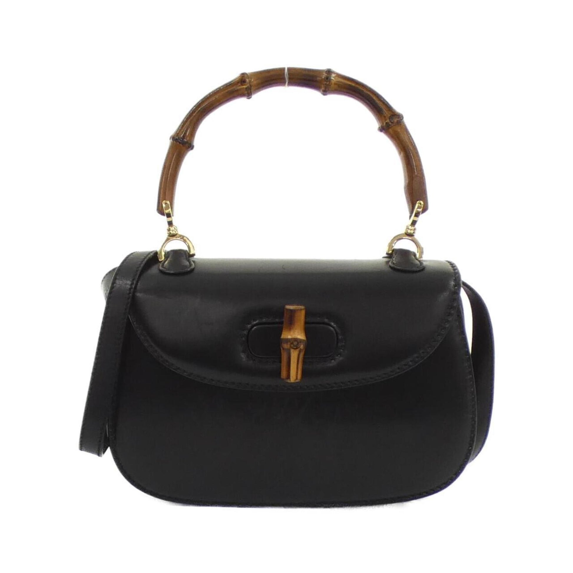 Gucci Bamboo, Black, Leather, handbag