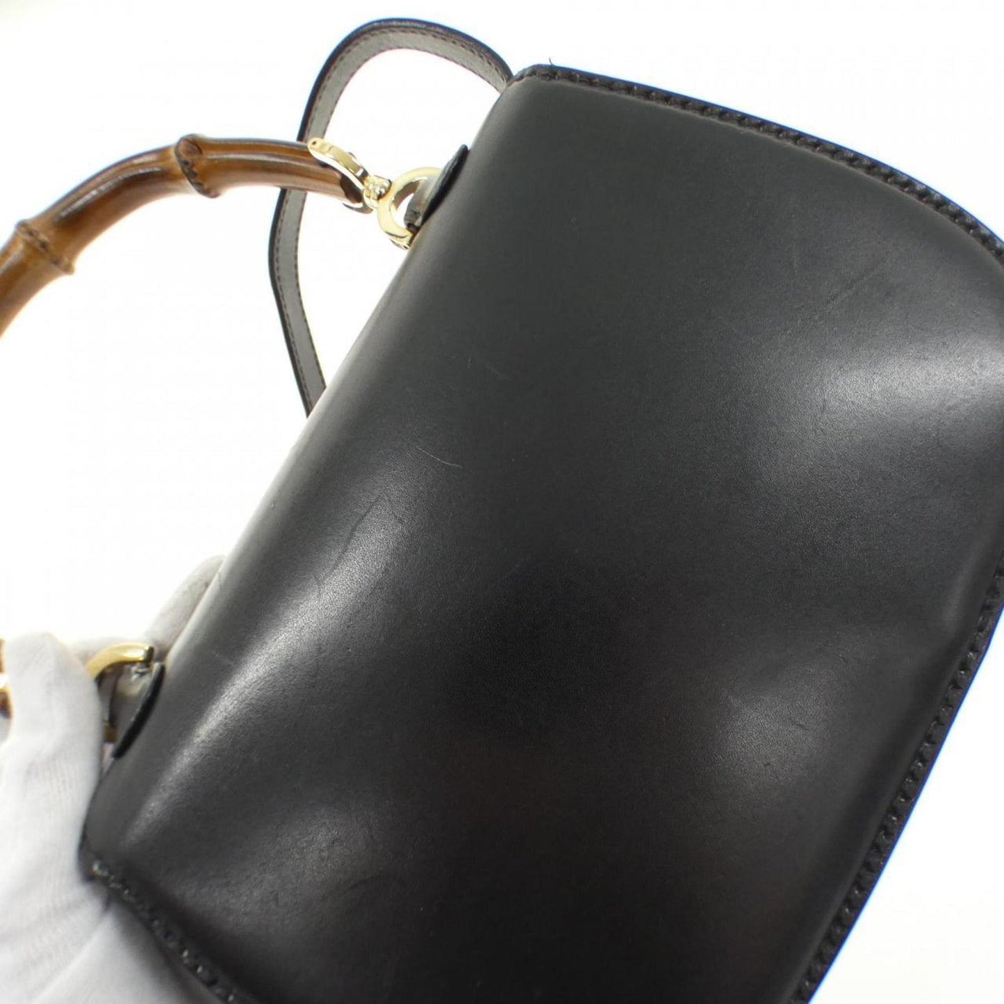 Gucci Bamboo, Black, Leather, handbag