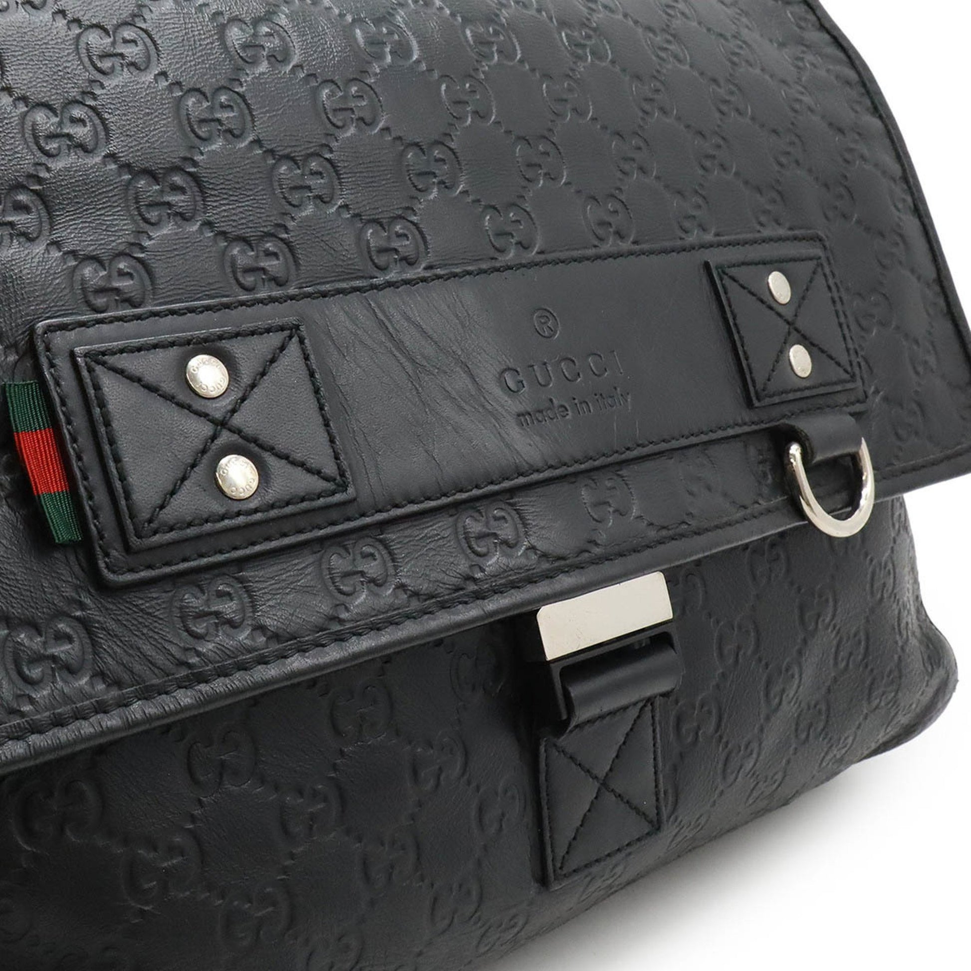 Gucci Guccissima, Black, Leather, shoulder
