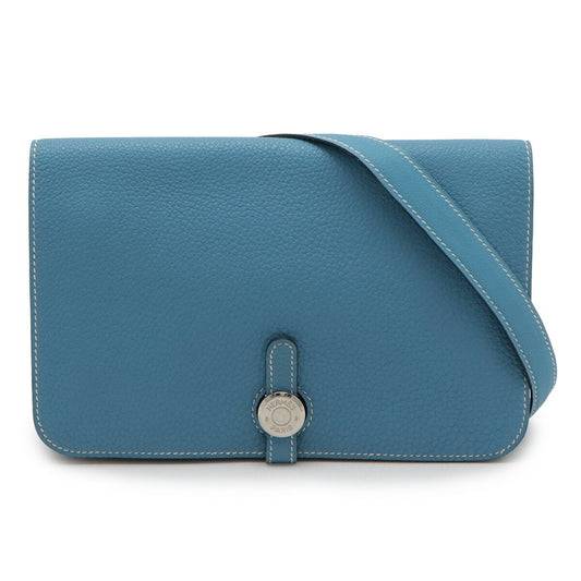 Hermès Dogon, Blue, Leather, clutch
