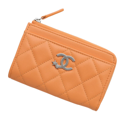Chanel Cc, Orange, Leather, wallet