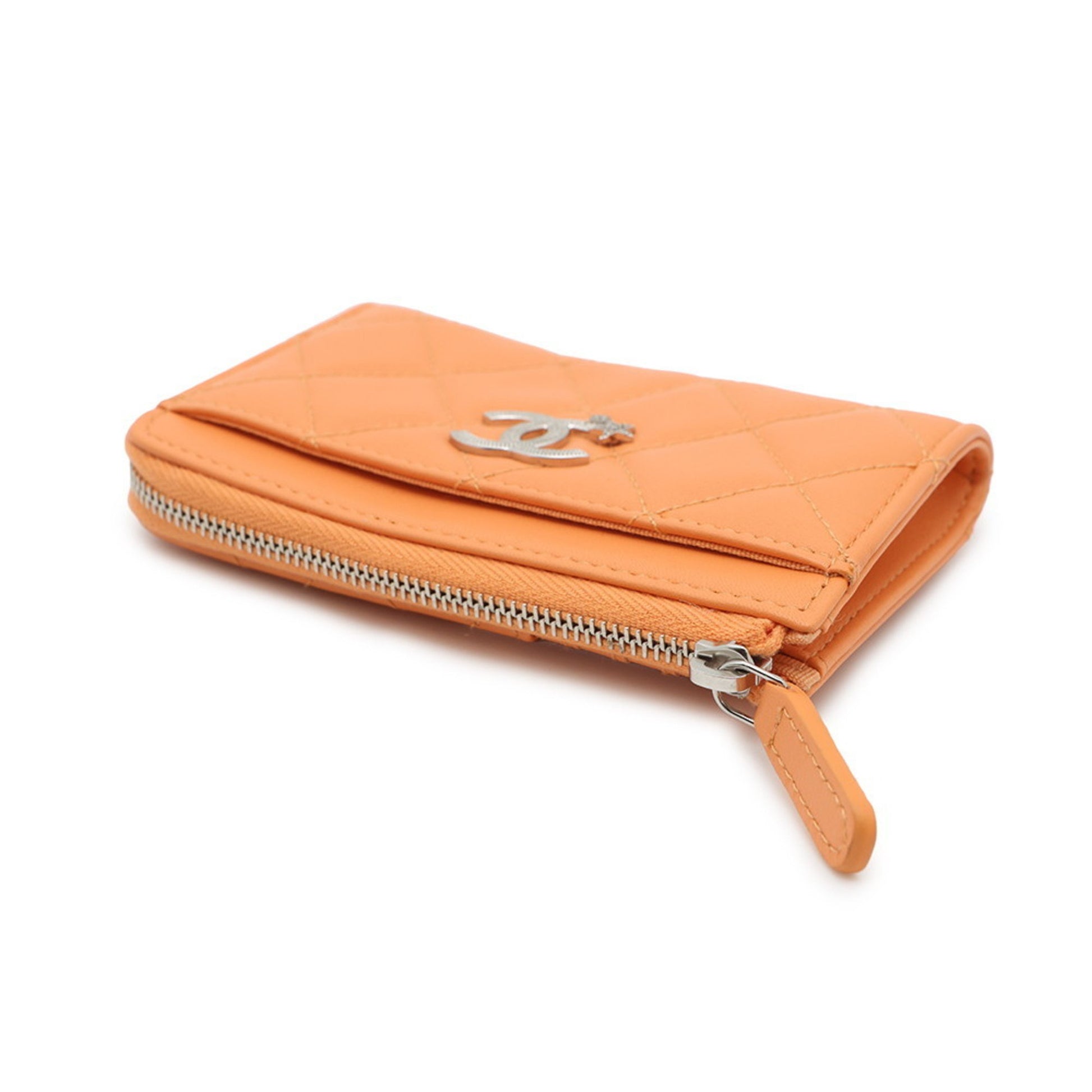 Chanel Cc, Orange, Leather, wallet