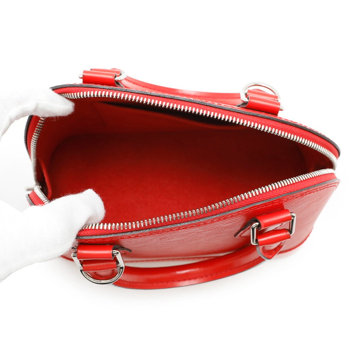 Louis Vuitton Alma BB, Red, Leather, handbag