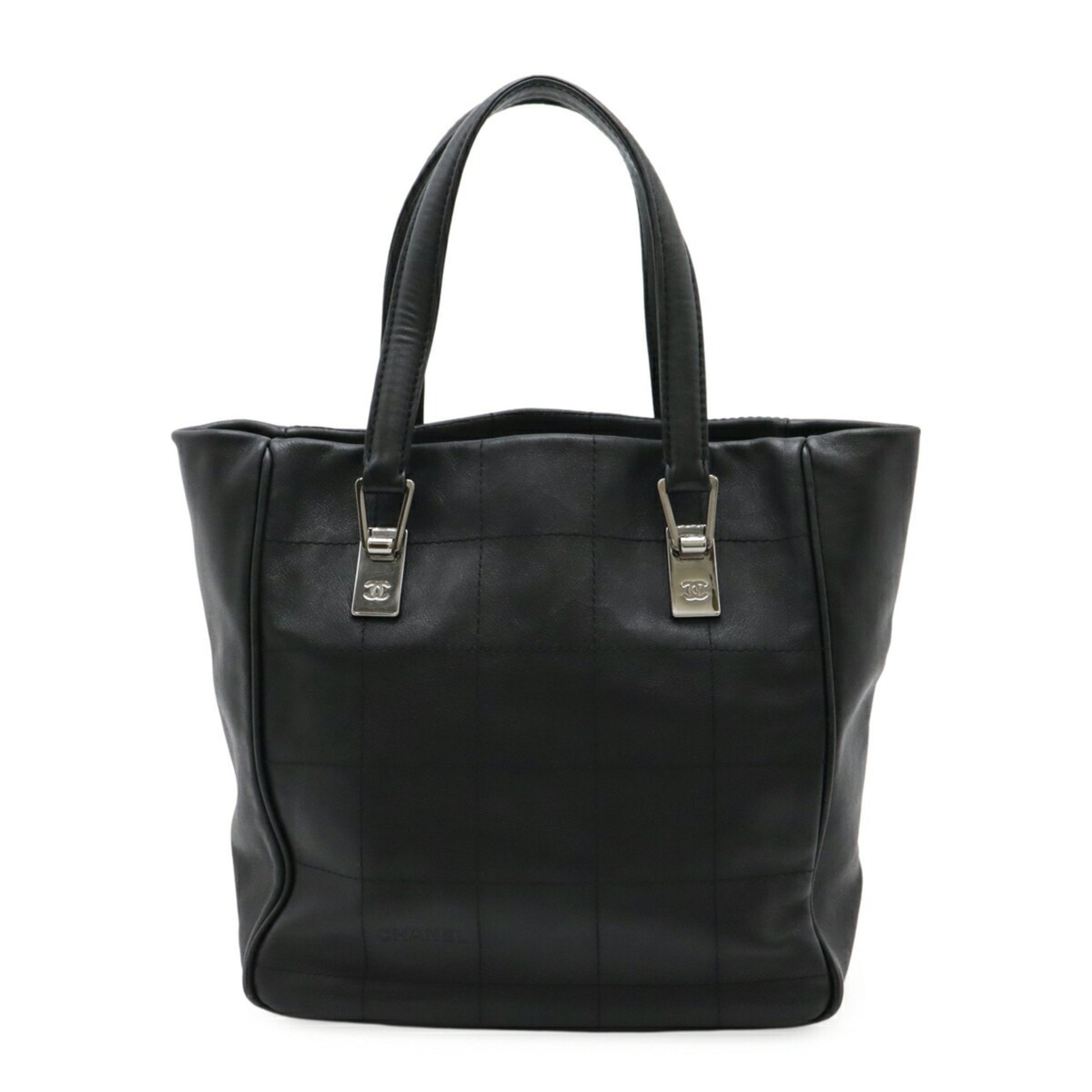 Chanel Chocolate bar, Black, Leather, handbag