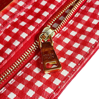 Prada Canapa, Red, Canvas, handbag