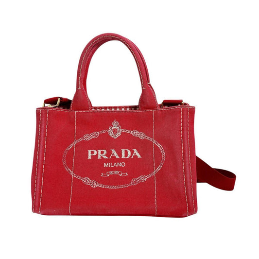 Prada Canapa, Red, Canvas, handbag