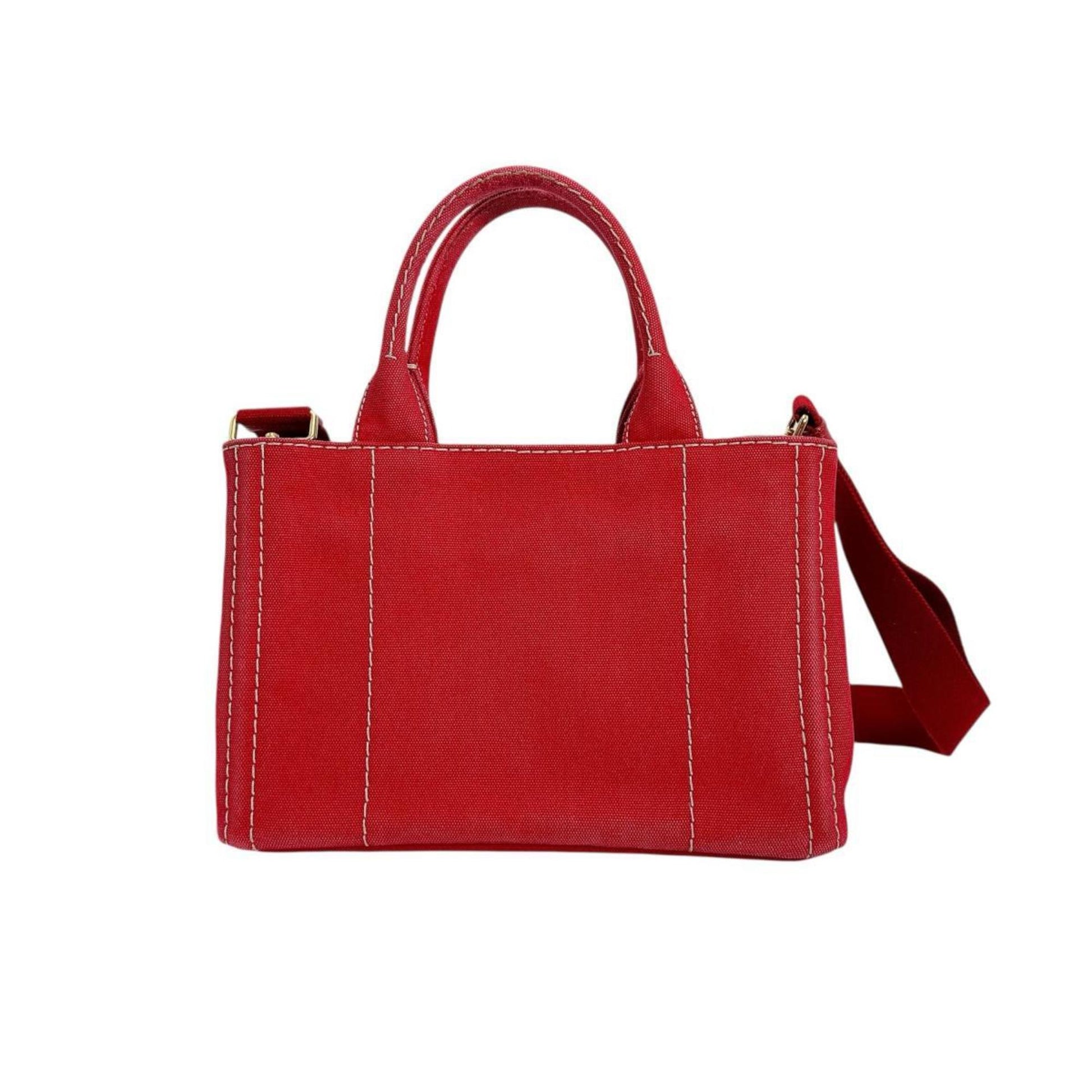 Prada Canapa, Red, Canvas, handbag