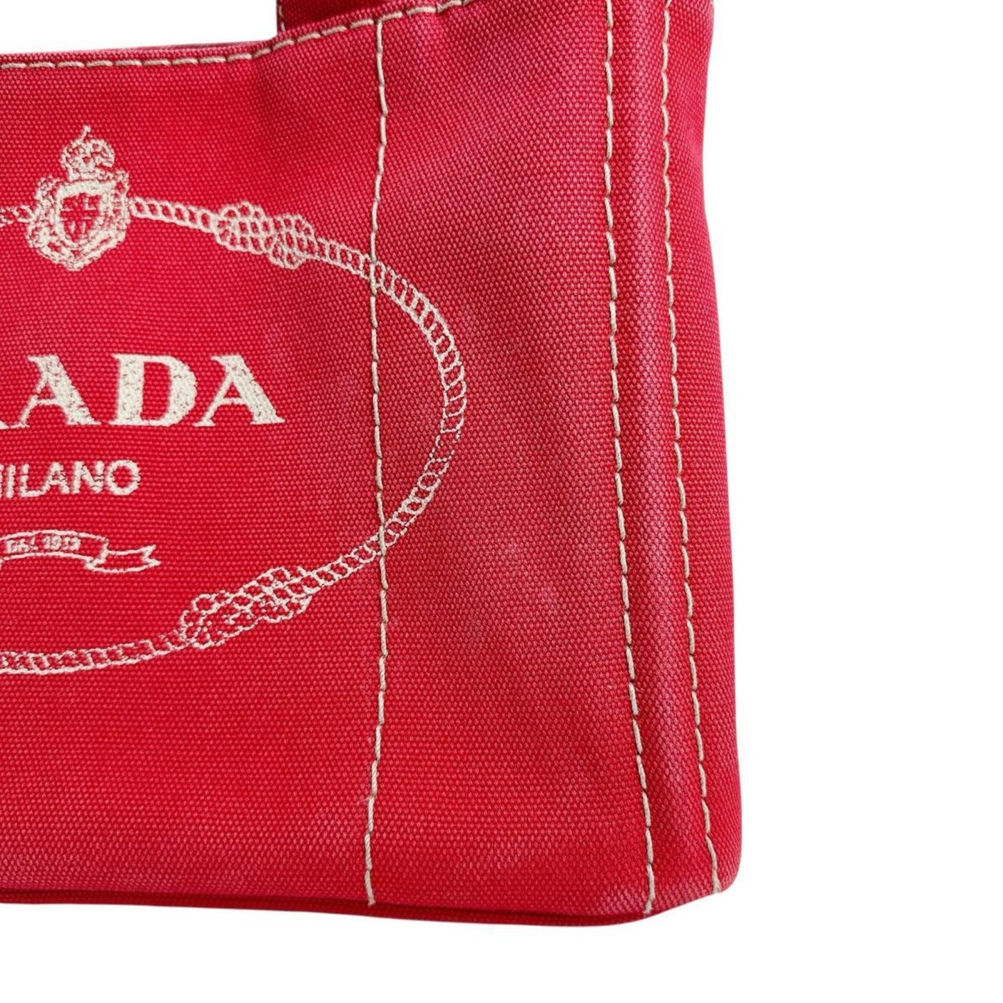 Prada Canapa, Red, Canvas, handbag
