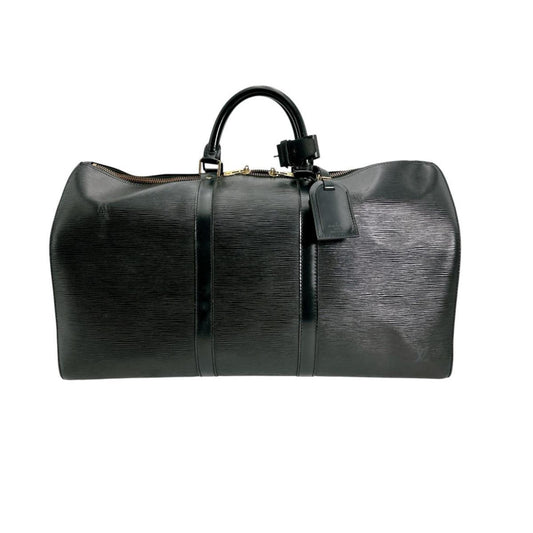 Louis Vuitton Keepall 50, Black, Leather, travel