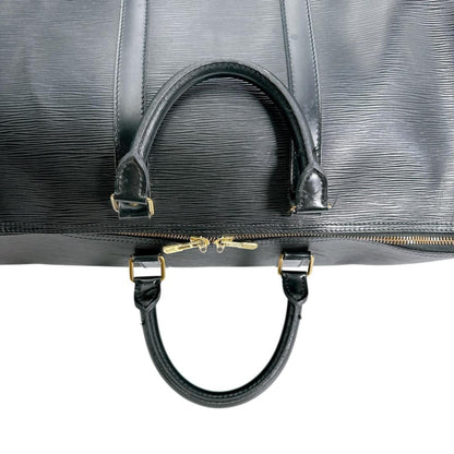 Louis Vuitton Keepall 50, Black, Leather, travel
