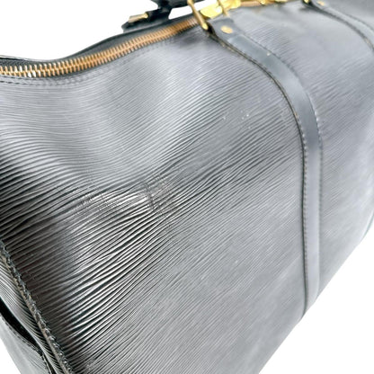 Louis Vuitton Keepall 50, Black, Leather, travel