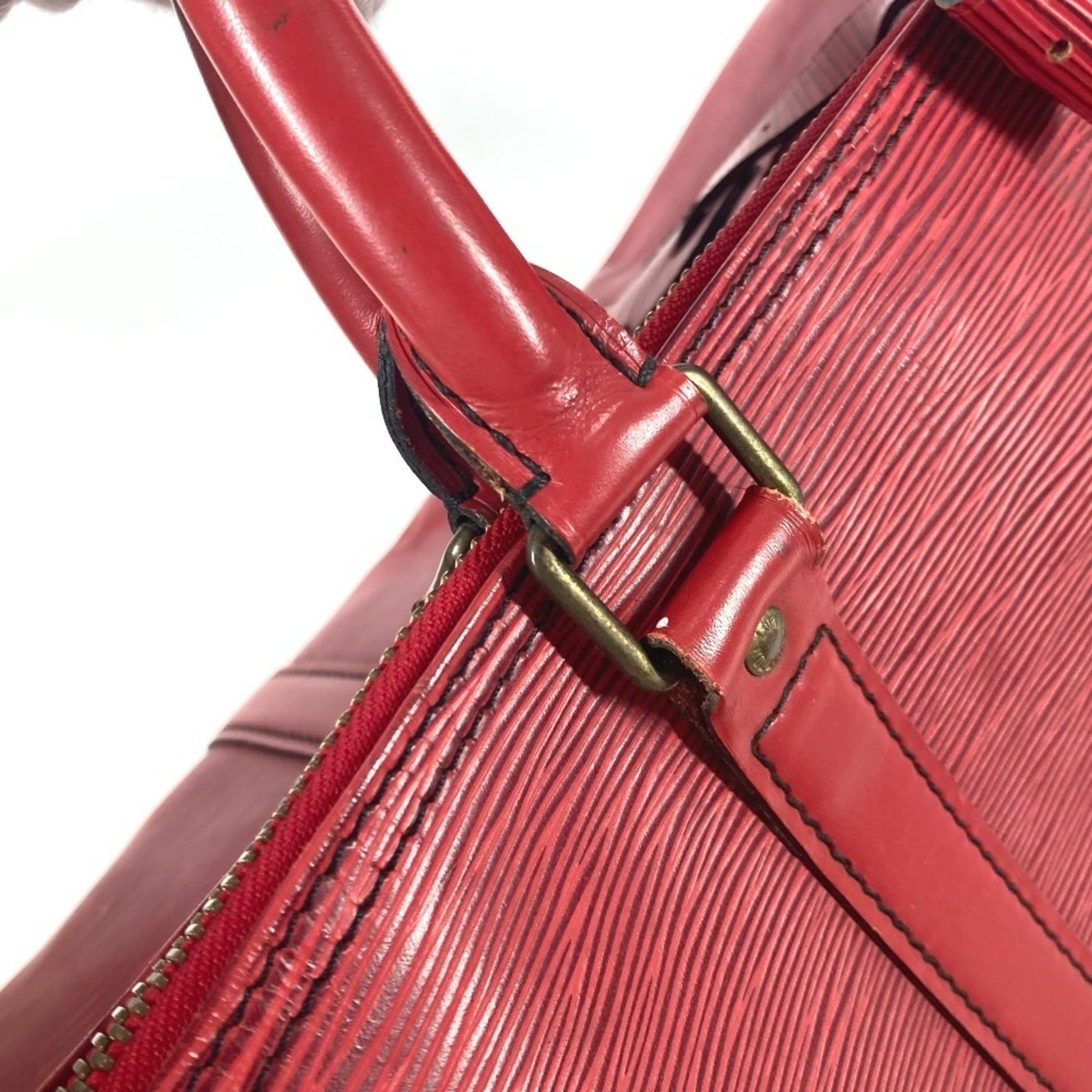 Louis Vuitton Keepall 50, Red, Leather, travel