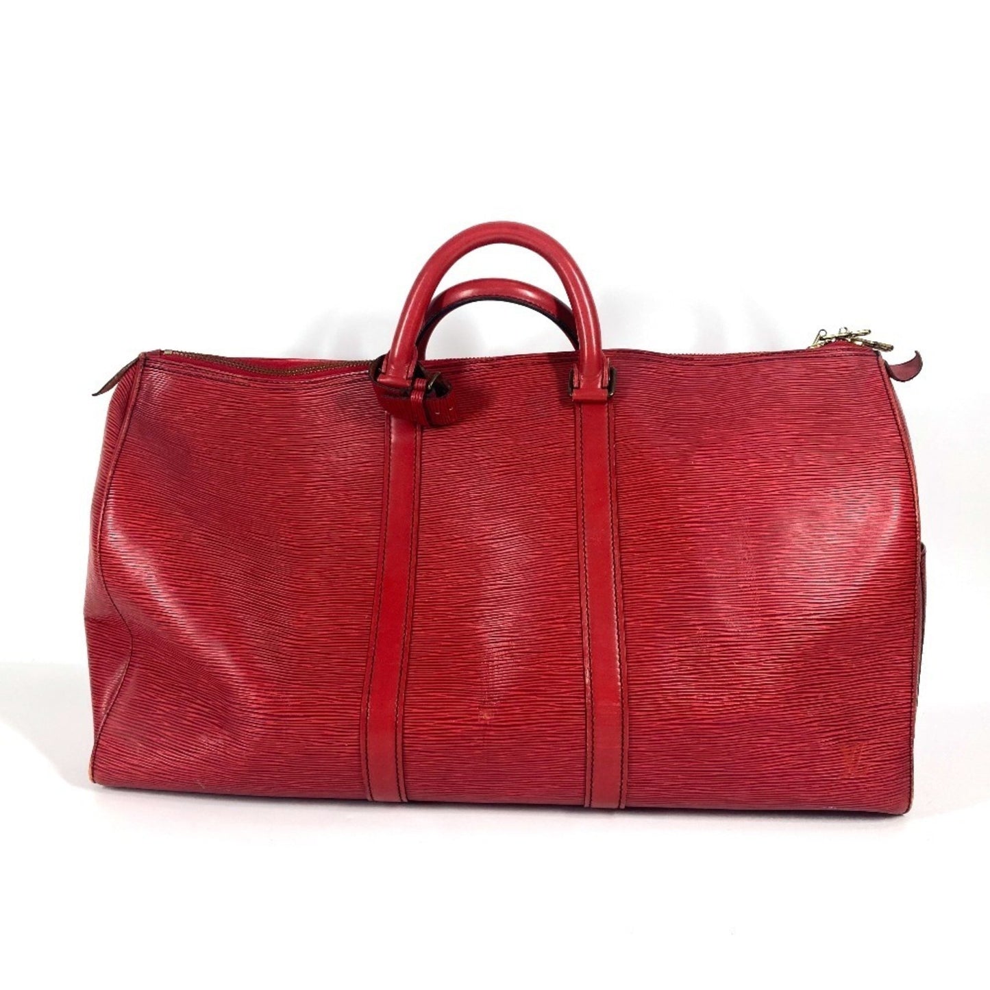 Louis Vuitton Keepall 50, Red, Leather, travel