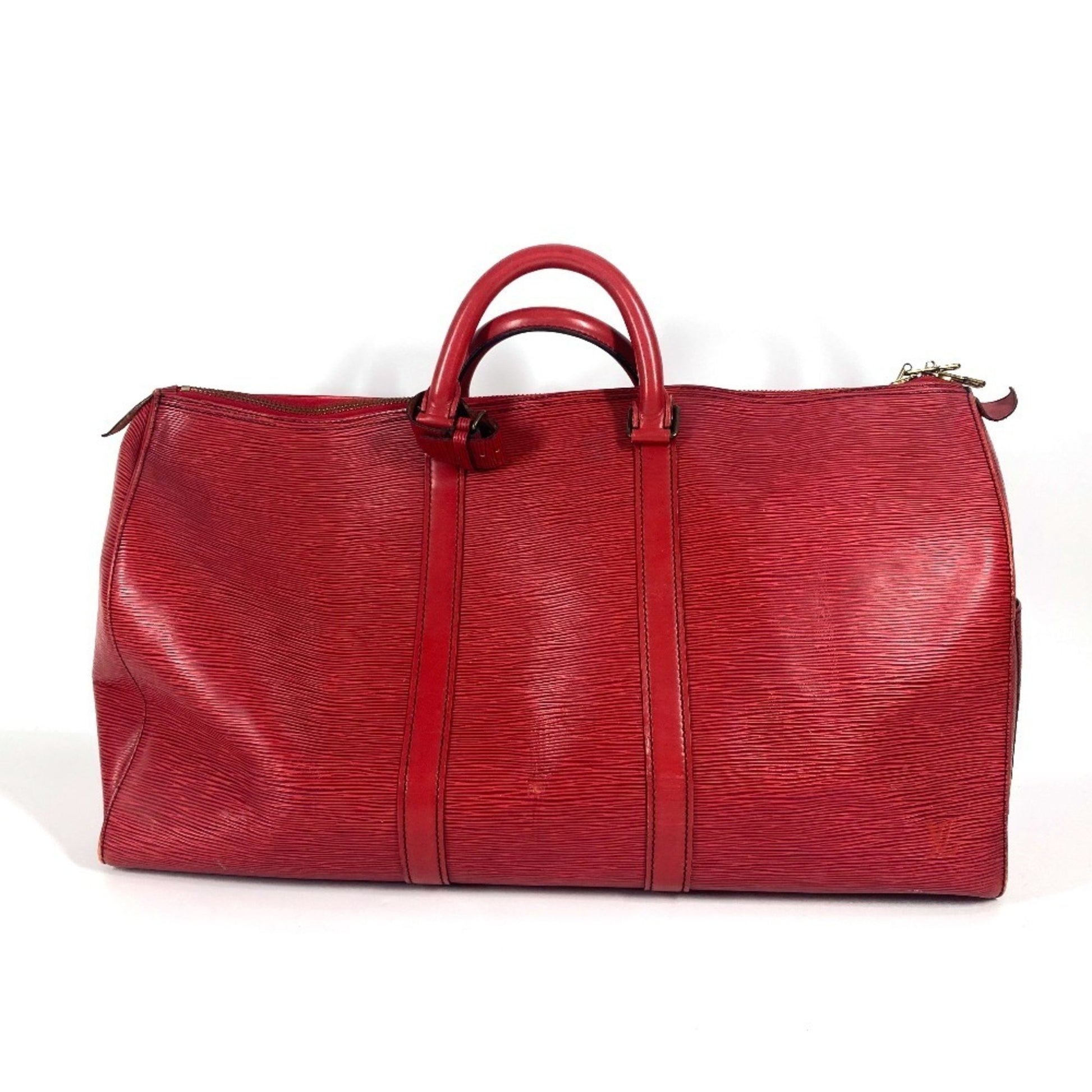 Louis Vuitton Keepall 50, Red, Leather, travel