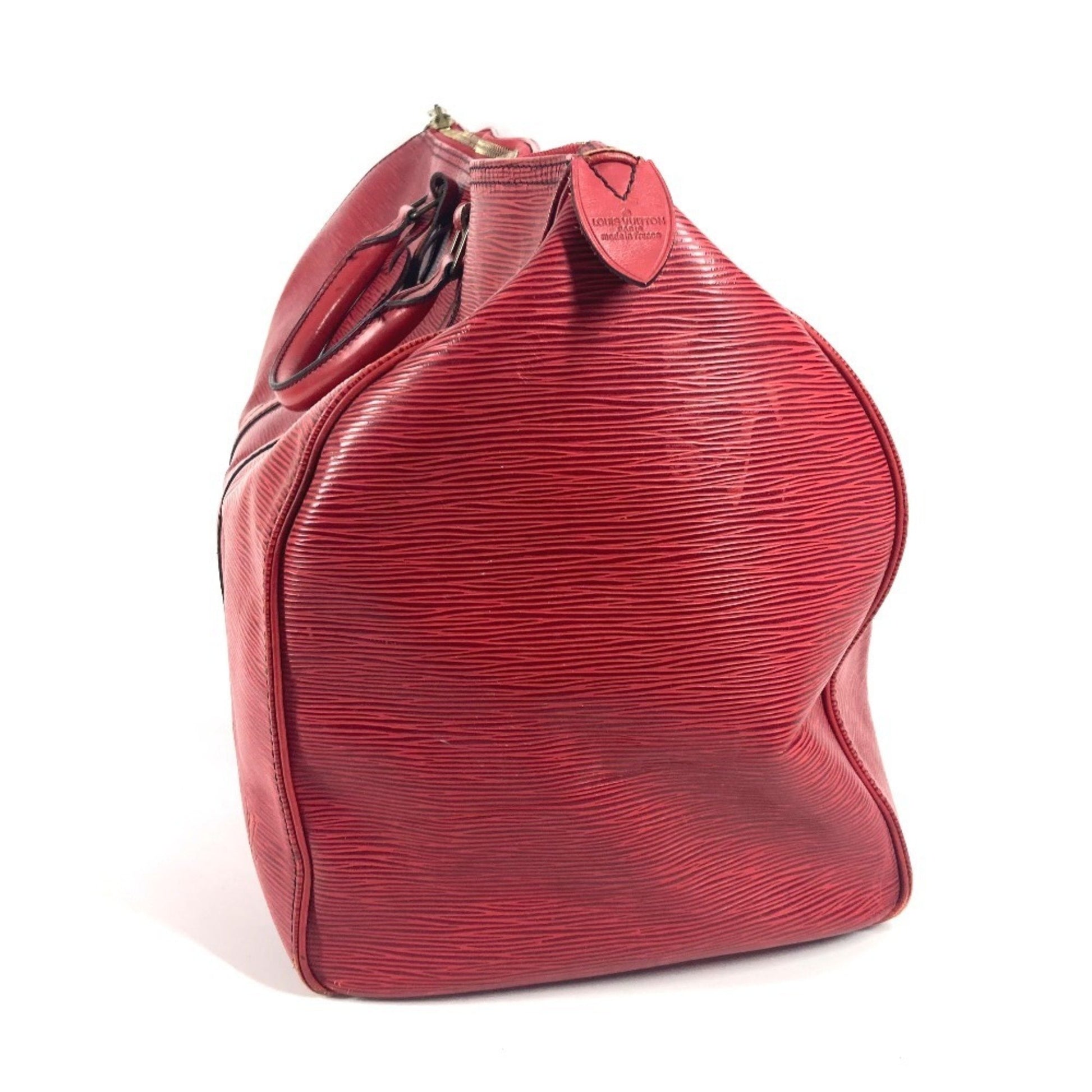 Louis Vuitton Keepall 50, Red, Leather, travel