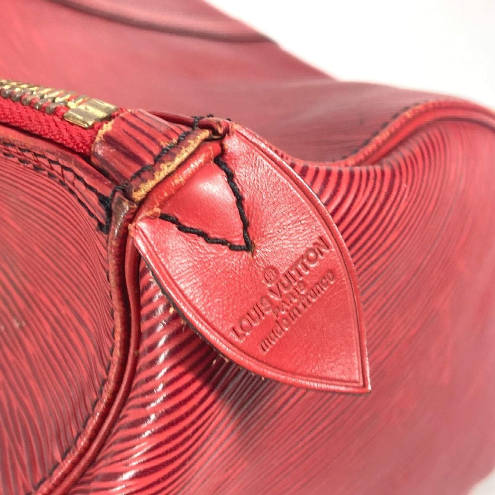 Louis Vuitton Keepall 50, Red, Leather, travel
