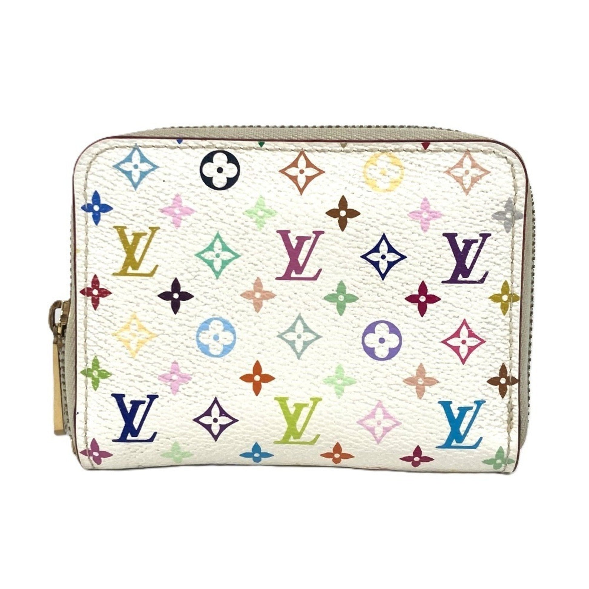 Louis Vuitton Zippy coin purse, White, Canvas, wallet