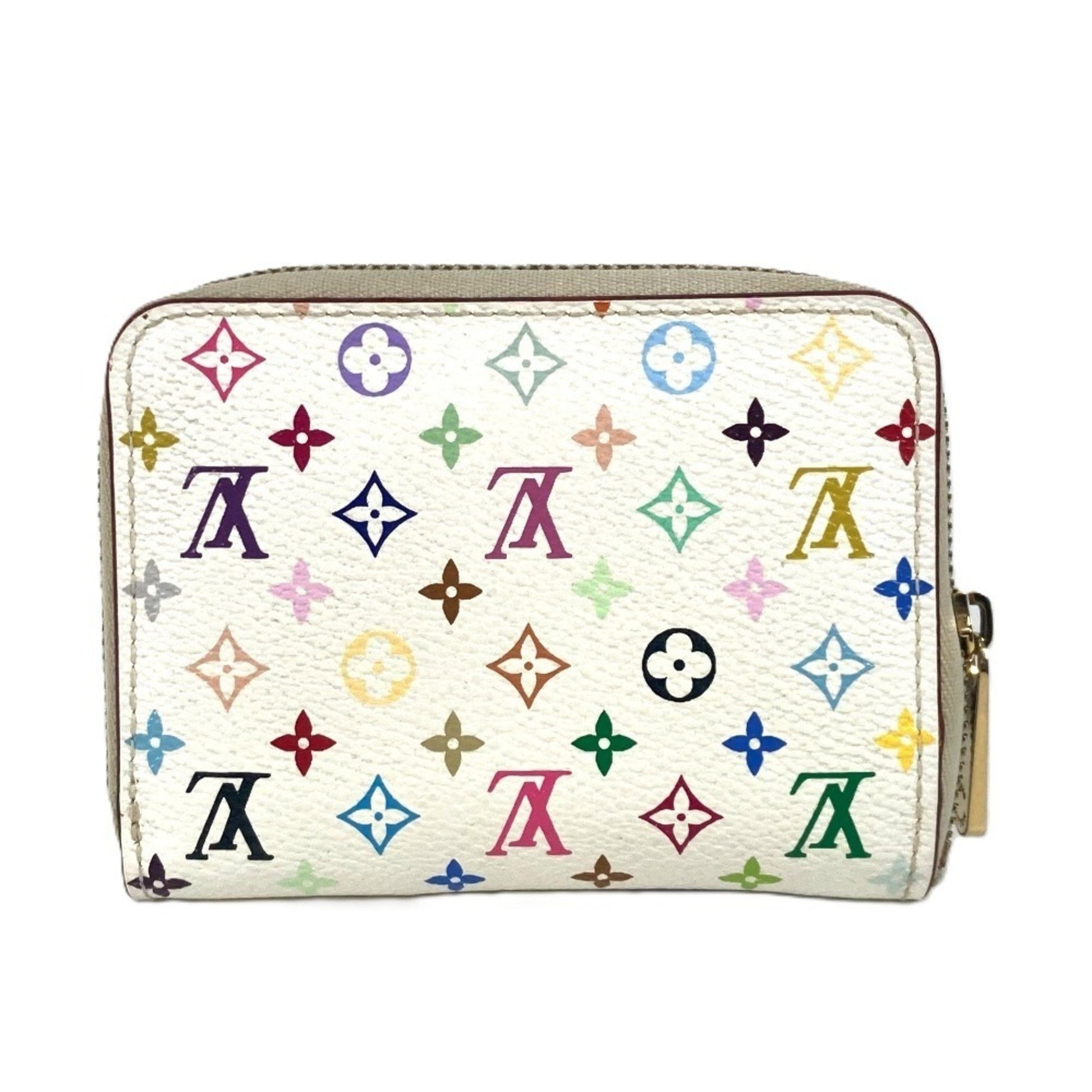 Louis Vuitton Zippy coin purse, White, Canvas, wallet