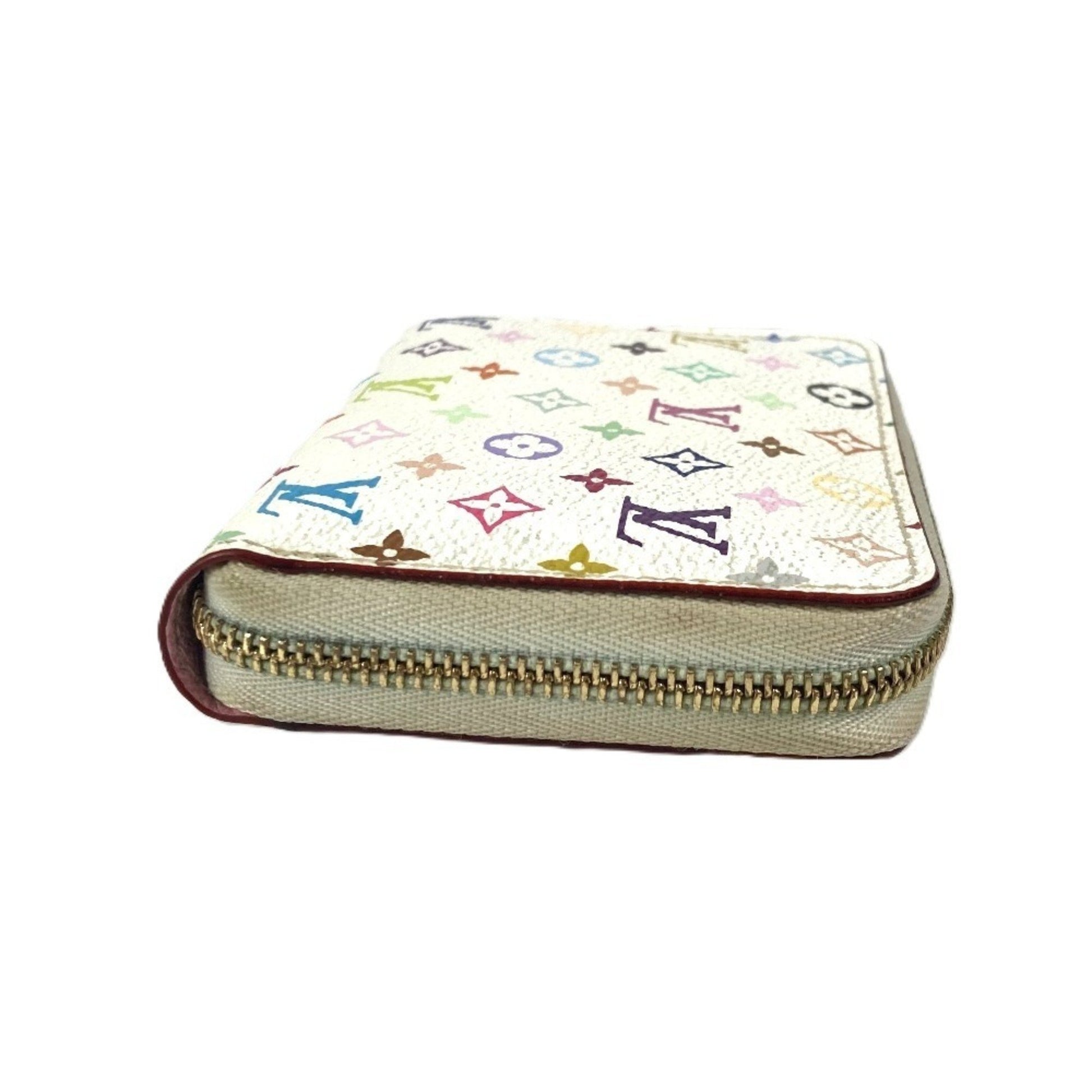 Louis Vuitton Zippy coin purse, White, Canvas, wallet