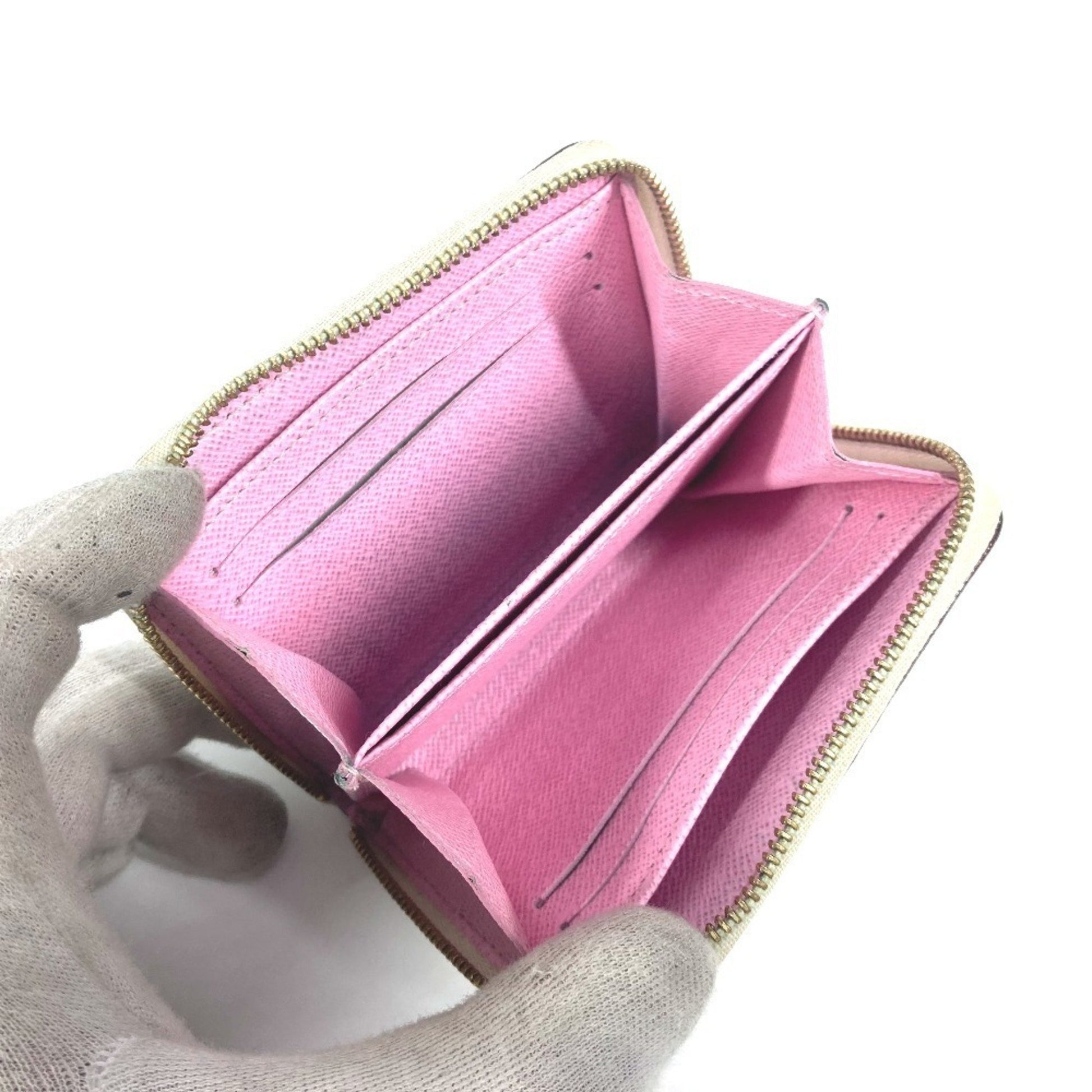 Louis Vuitton Zippy coin purse, White, Canvas, wallet