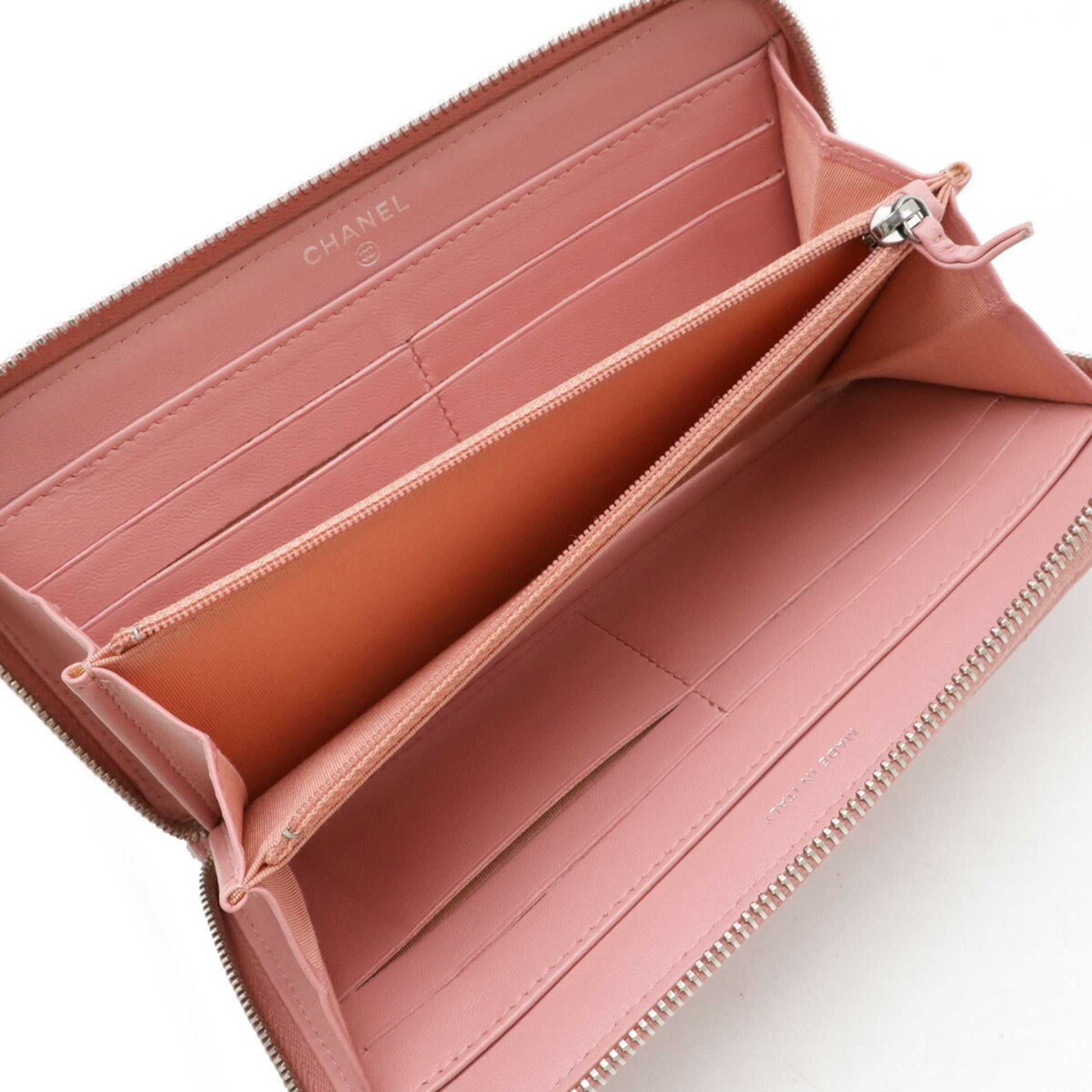 Chanel Zip around wallet, Pink, Leather, wallet