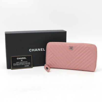 Chanel Zip around wallet, Pink, Leather, wallet