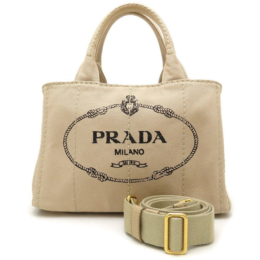 Prada Canapa, Beige, Canvas, handbag
