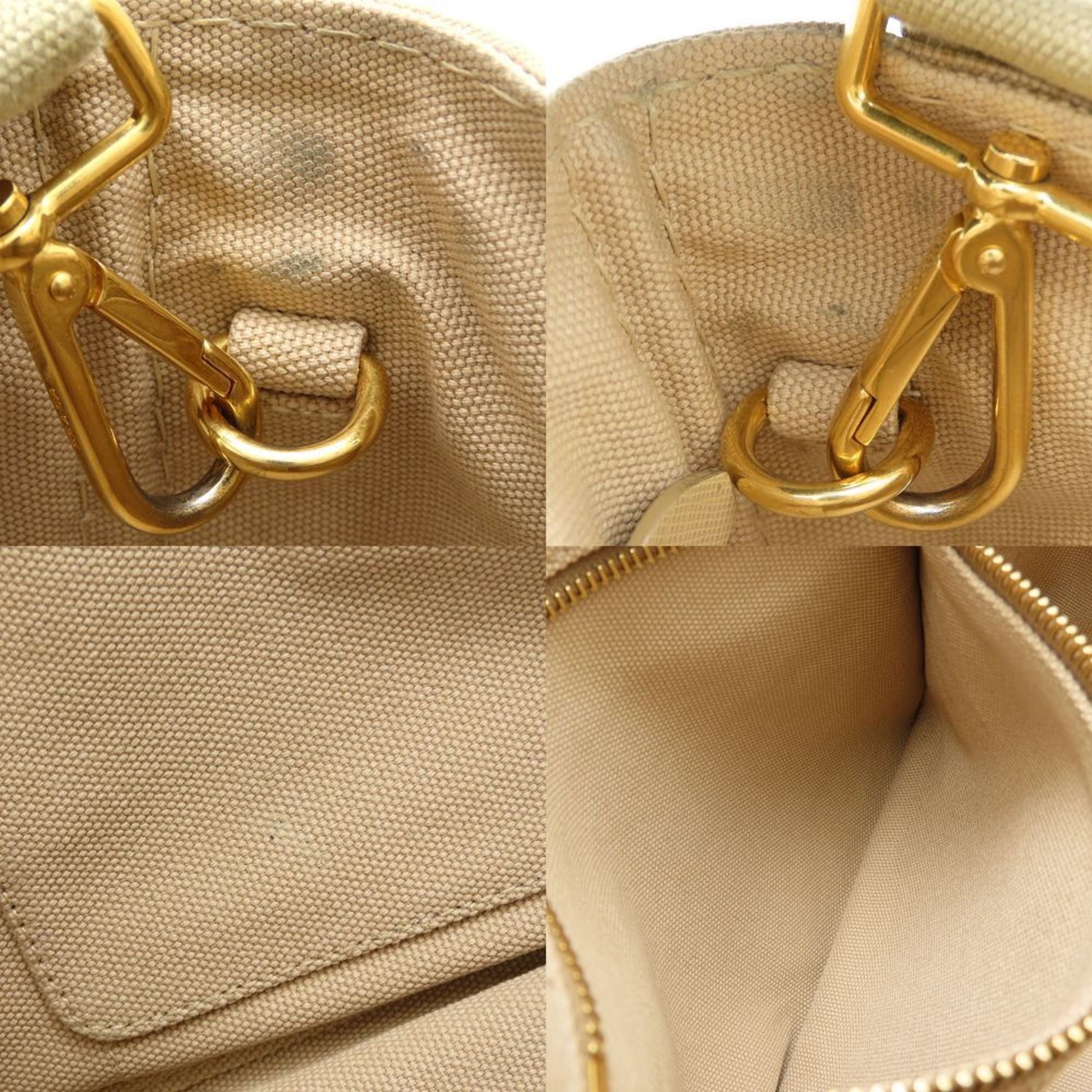 Prada Canapa, Beige, Canvas, handbag
