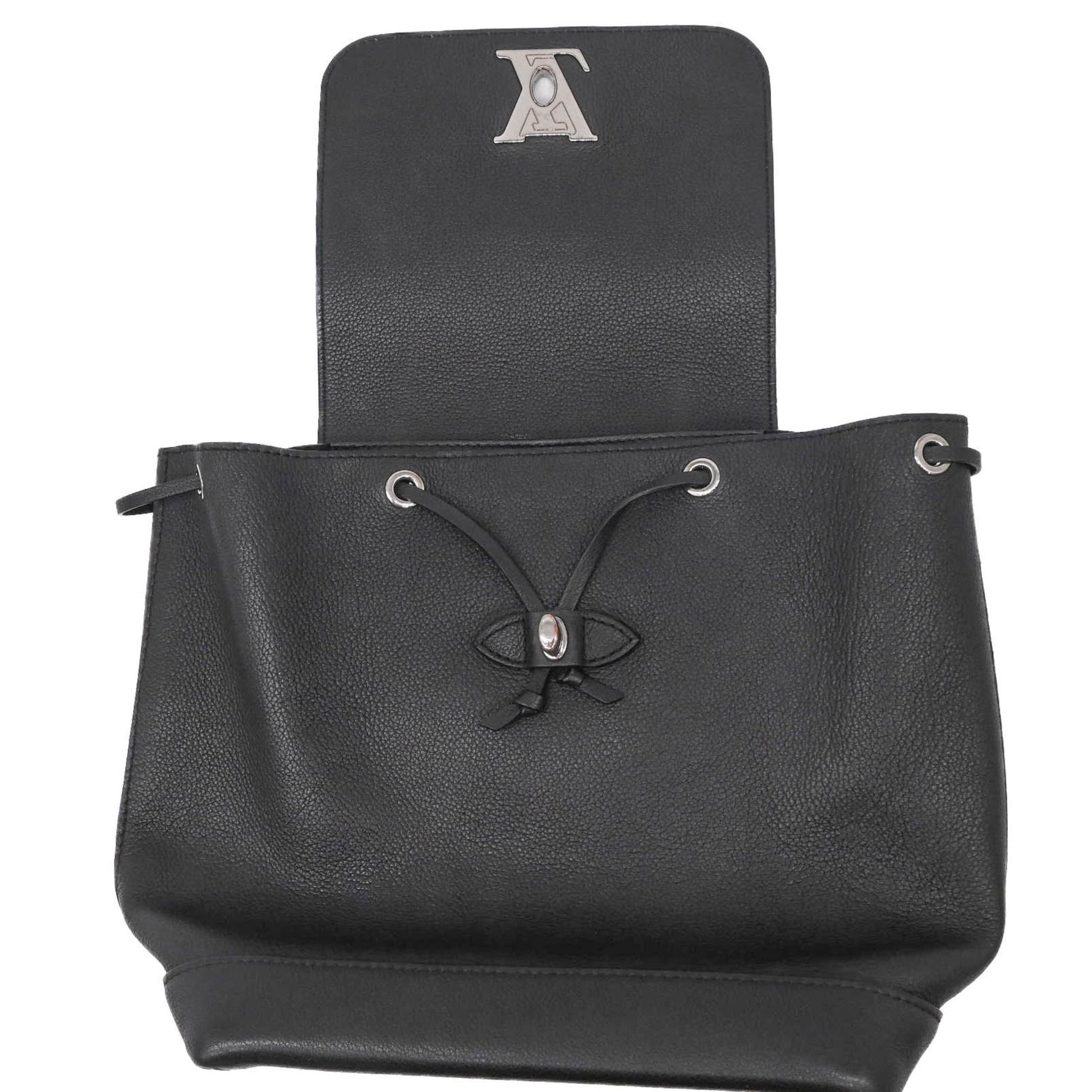 Louis Vuitton Lockme, Black, Leather, backpack