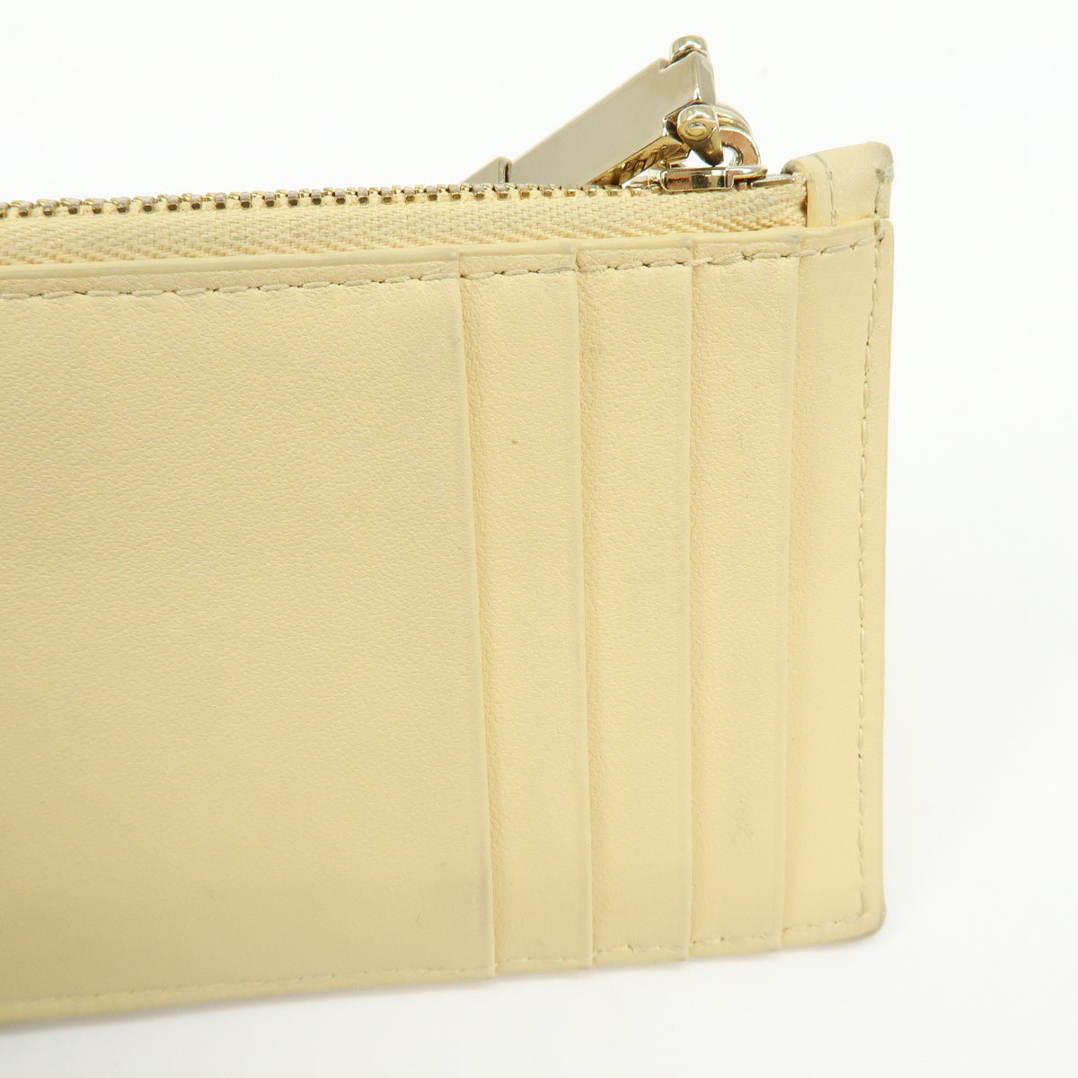 Christian Dior Lady Dior Card Holder Cannage Quilt Patent, Yellow, Leather, Card Holder