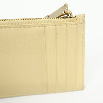 Christian Dior Lady Dior Card Holder Cannage Quilt Patent, Yellow, Leather, Card Holder