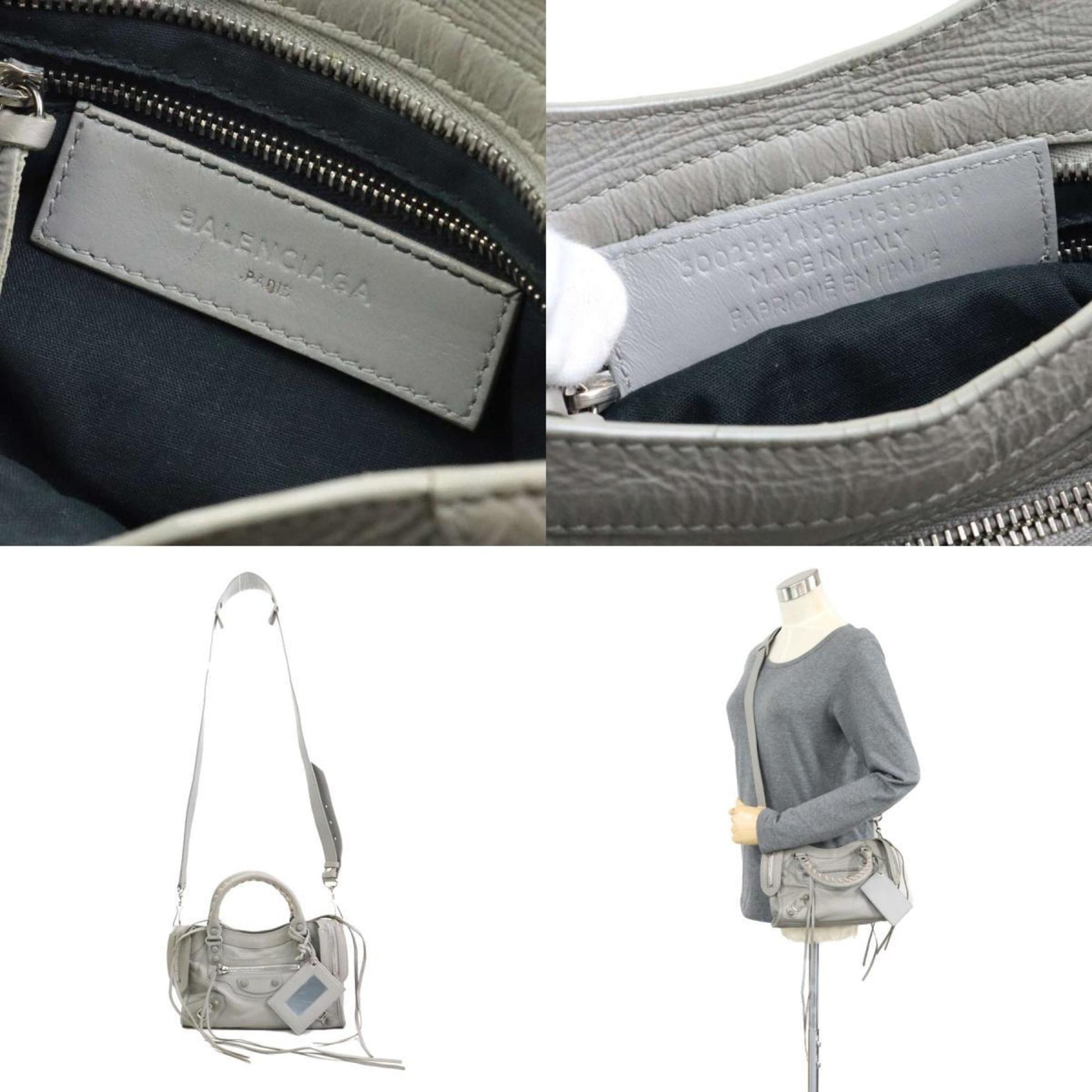 Balenciaga City, Grey, Leather, handbag