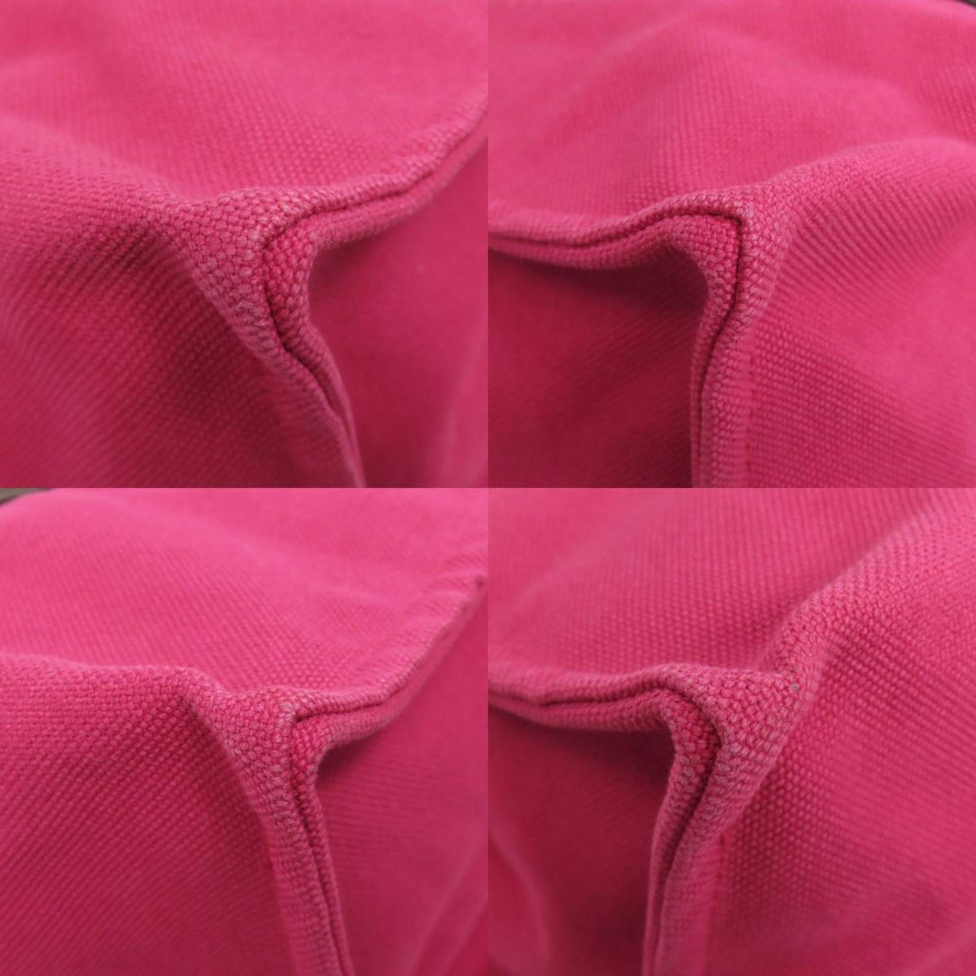 Hermès Sac De Plage, Pink, Canvas, tote