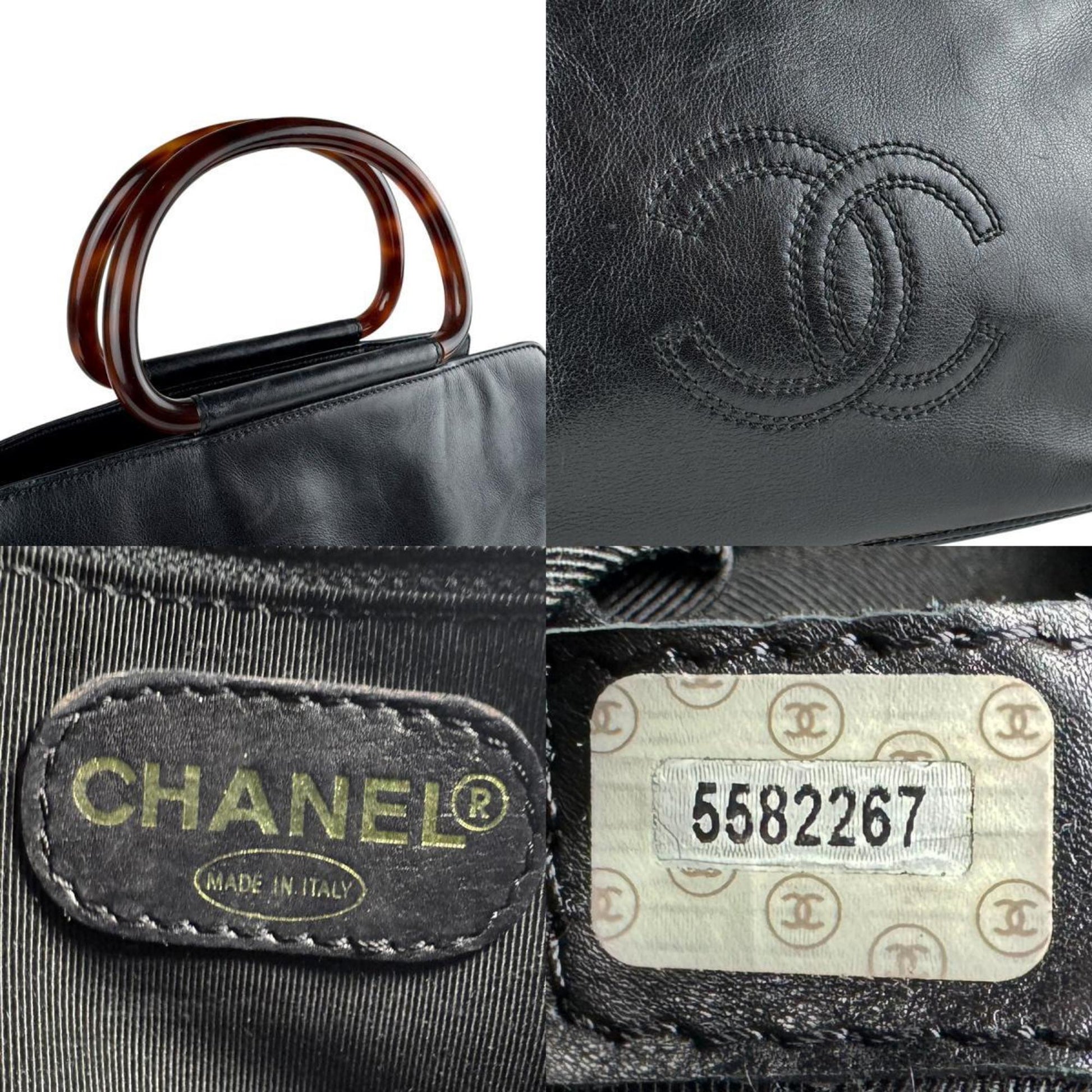 Chanel Coco Mark, Black, Leather, handbag