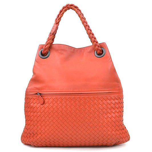 Bottega Veneta Intrecciato, Orange, Leather, handbag