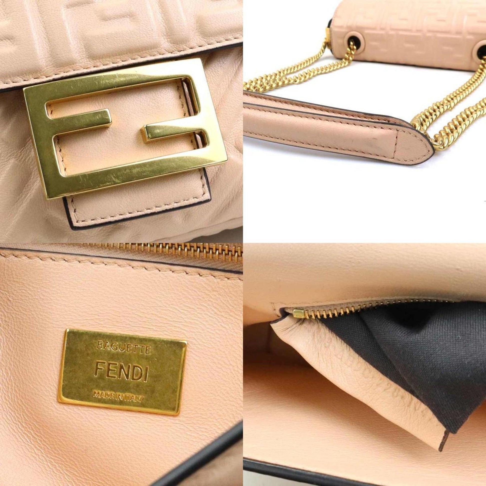 Fendi Baguette, Pink, Leather, shoulder