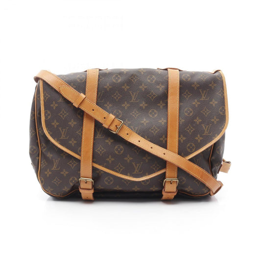 Louis Vuitton Saumur, Brown, "CANVAS, LEATHER", shoulder