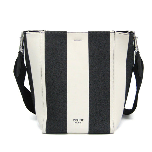 Céline Seau Sangle, White, Canvas, shoulder